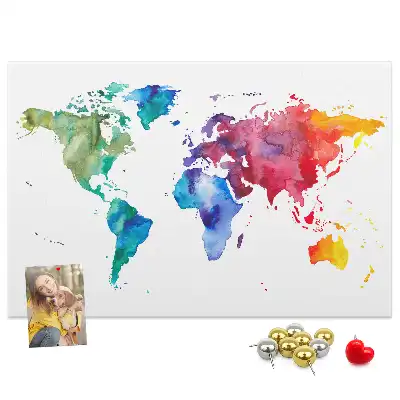Kork Pinnwand Aquarell Weltkarte