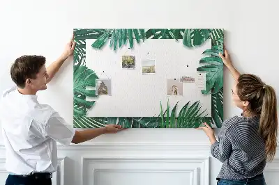 Kork-Pinnwand mit grünem Safari-Blattmotiv