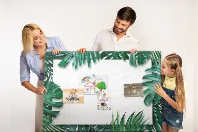 Kork-Pinnwand mit grünem Safari-Blattmotiv
