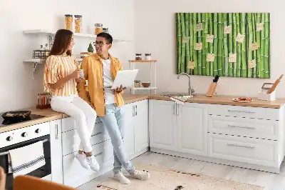 Bedruckte Korkplatte mit Bambuswand-Motiv