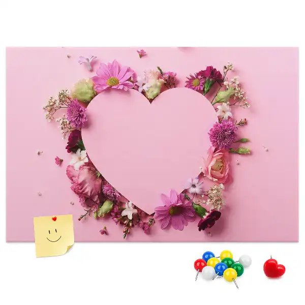 Korkpinnwand mit Blumenherz-Motiv