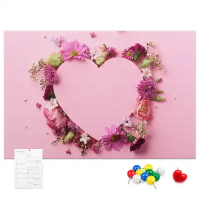 Korkpinnwand mit Blumenherz-Motiv