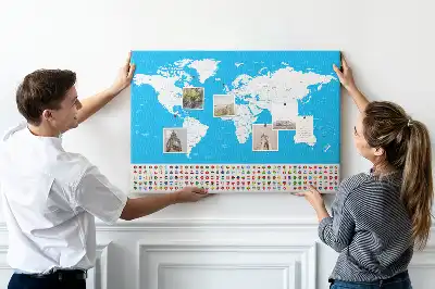 Bedruckte Korkplatte Umrisskarte von Ländern