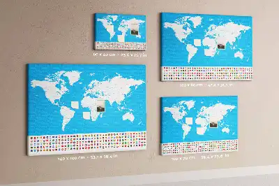 Bedruckte Korkplatte Umrisskarte von Ländern