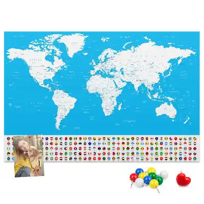 Bedruckte Korkplatte Umrisskarte von Ländern