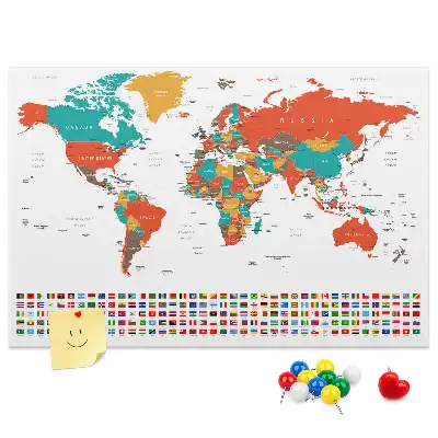 Kork Pinnwand Bunte Weltkarte