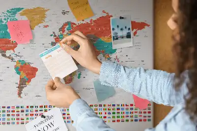 Kork Pinnwand Bunte Weltkarte