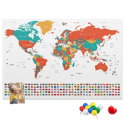 Kork Pinnwand Bunte Weltkarte