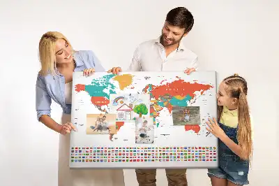 Kork Pinnwand Bunte Weltkarte