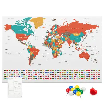 Kork Pinnwand Bunte Weltkarte