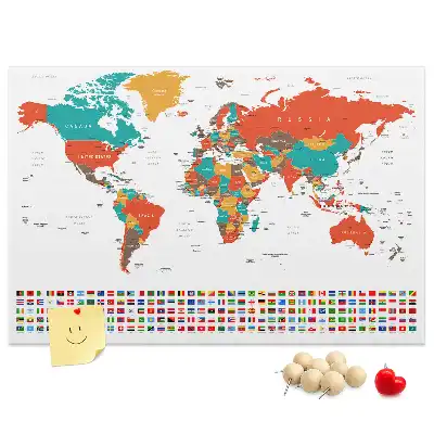 Kork Pinnwand Bunte Weltkarte