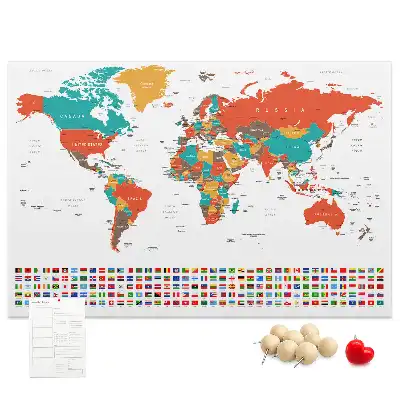 Kork Pinnwand Bunte Weltkarte