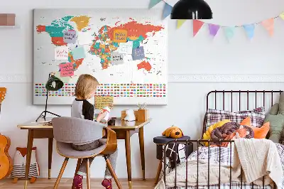 Kork Pinnwand Bunte Weltkarte