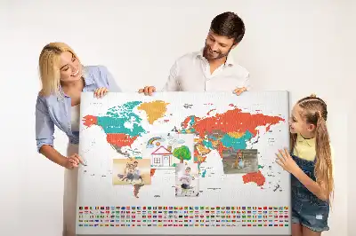 Kork Pinnwand Bunte Weltkarte