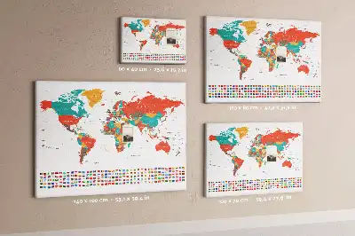 Kork Pinnwand Bunte Weltkarte