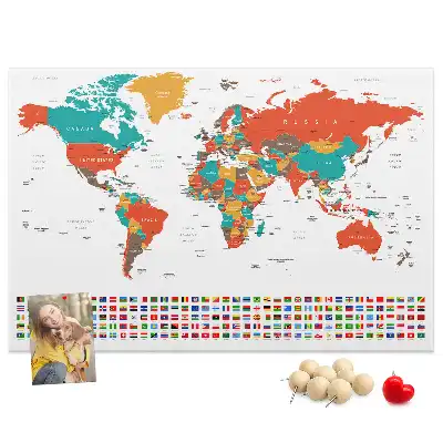 Kork Pinnwand Bunte Weltkarte