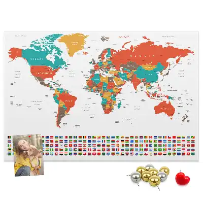 Kork Pinnwand Bunte Weltkarte