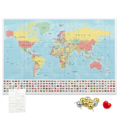 Pinnwand mit Weltkarte für Geografie