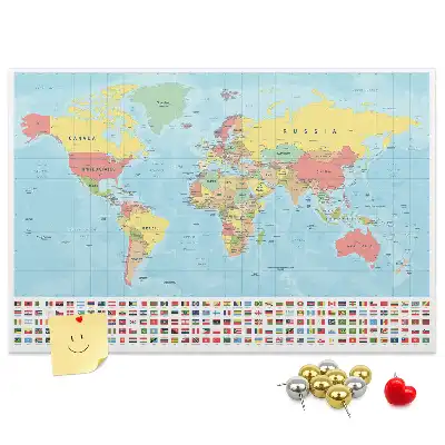Pinnwand mit Weltkarte für Geografie