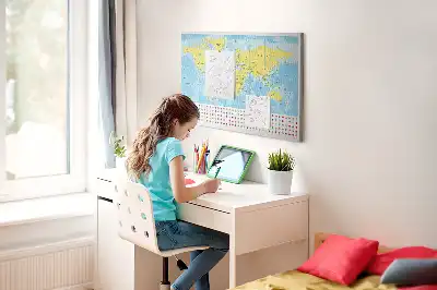 Korktafel Weltkarte mit Flaggen
