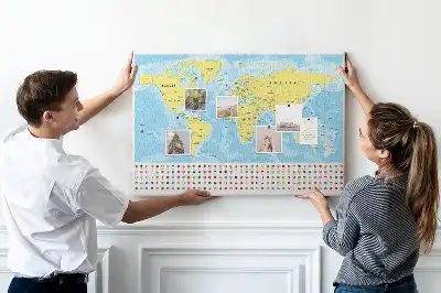 Korktafel Weltkarte mit Flaggen