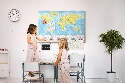 Korktafel Weltkarte mit Flaggen