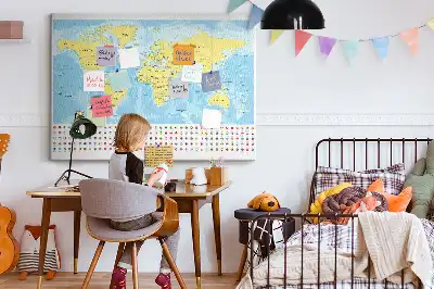 Korktafel Weltkarte mit Flaggen