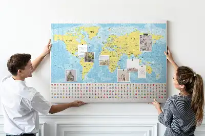Korktafel Weltkarte mit Flaggen