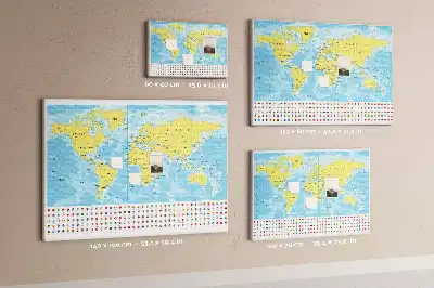 Korktafel Weltkarte mit Flaggen