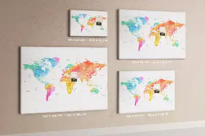 Kork-Pinnwand im Aquarell-Weltkarten-Design