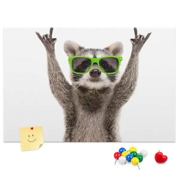 Bedruckte Korkplatte Waschbär mit Brille