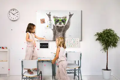 Bedruckte Korkplatte Waschbär mit Brille