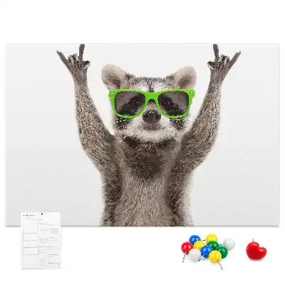 Bedruckte Korkplatte Waschbär mit Brille