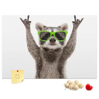 Bedruckte Korkplatte Waschbär mit Brille