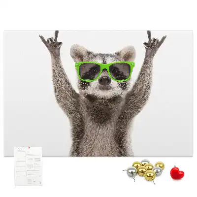Bedruckte Korkplatte Waschbär mit Brille