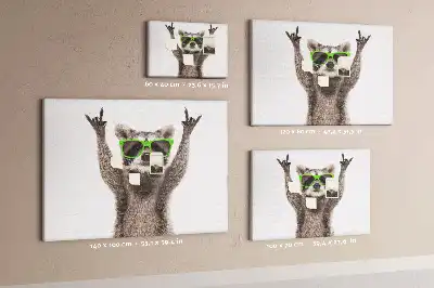 Bedruckte Korkplatte Waschbär mit Brille