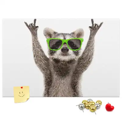 Bedruckte Korkplatte Waschbär mit Brille