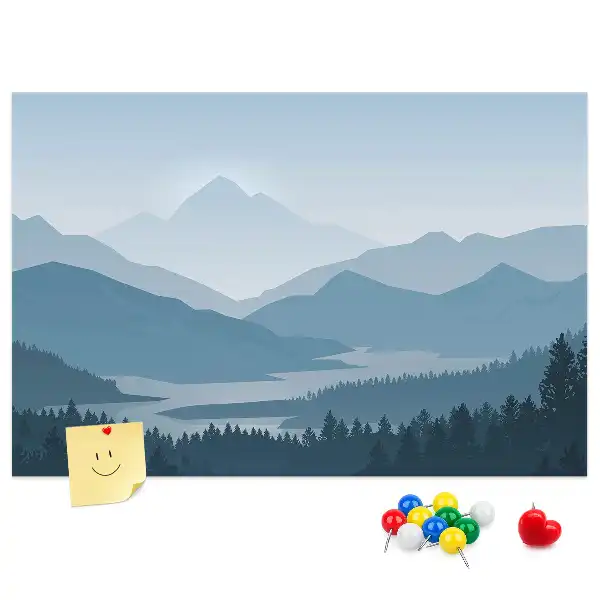 Kork-Pinnwand mit Gebirgspanorama