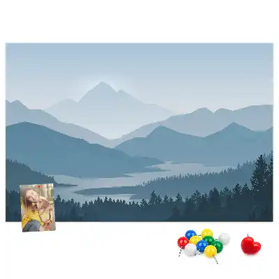 Kork-Pinnwand mit Gebirgspanorama