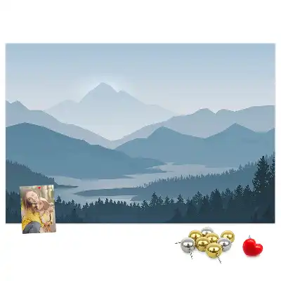 Bilder-Korktafel Panorama des Gebirgszuges