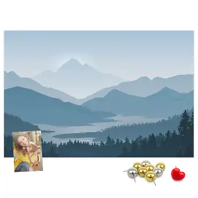 Kork-Pinnwand mit Gebirgspanorama