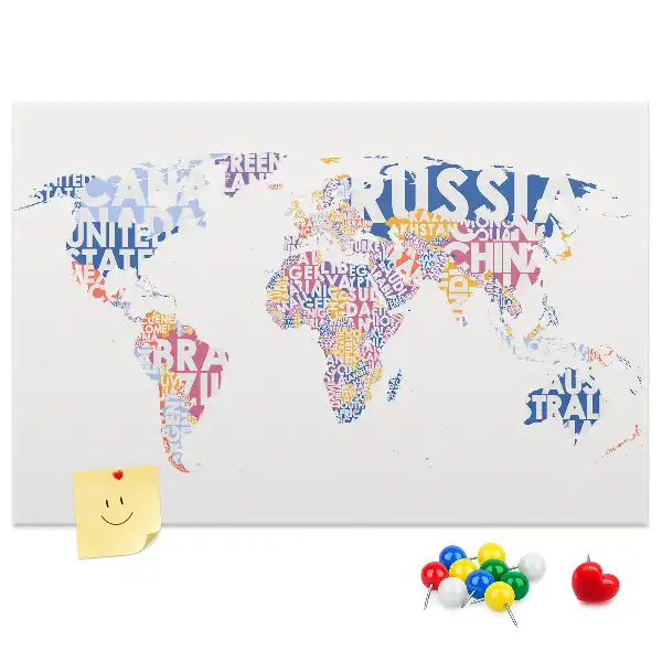 Bilder-Korktafel Karte mit Staatsgrenzen