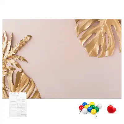 Pinnwand mit goldenen tropischen Blättern