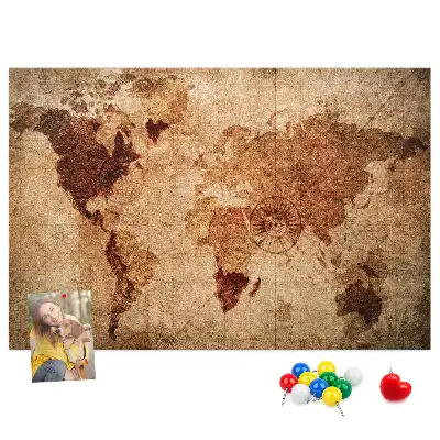 Bilder-Korktafel Antike Weltkarte stilisiert