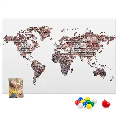 Bilder-Korktafel Ziegelmotiv der Welt Loft