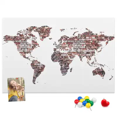 Bilder-Korktafel Ziegelmotiv der Welt Loft