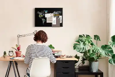 Bedruckte Korkplatte mit Weltkarten-Motiv