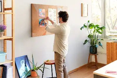 Bilder-Korktafel mit geometrischen Dreiecksformen