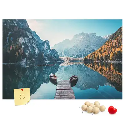 Bedruckte Korkplatte Boote auf dem See
