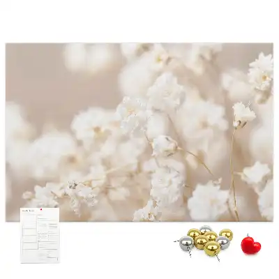 Kork-Pinnwand mit Motiv Kleine weiße Blumen